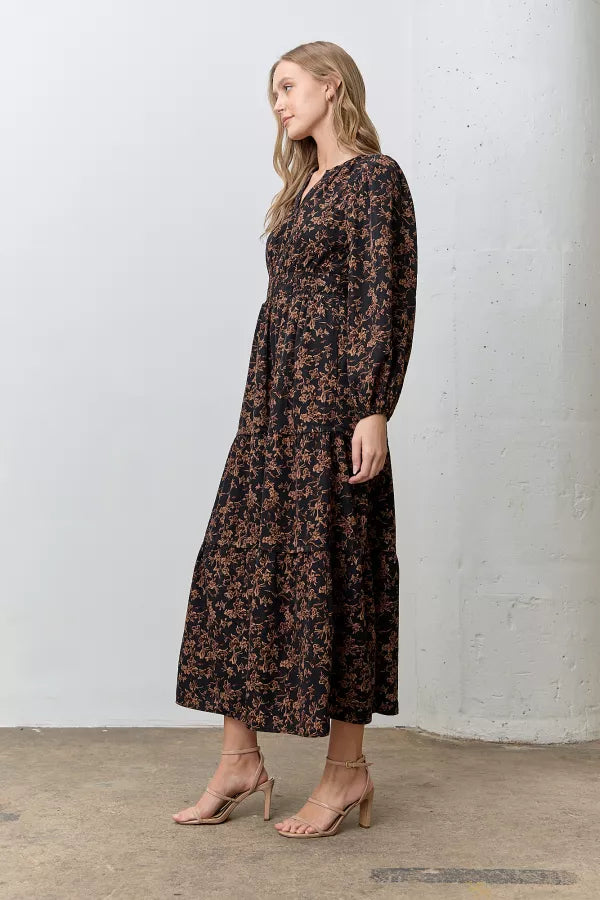 Merrin Dress in Black Multi- Misses and Plus (S-3X)