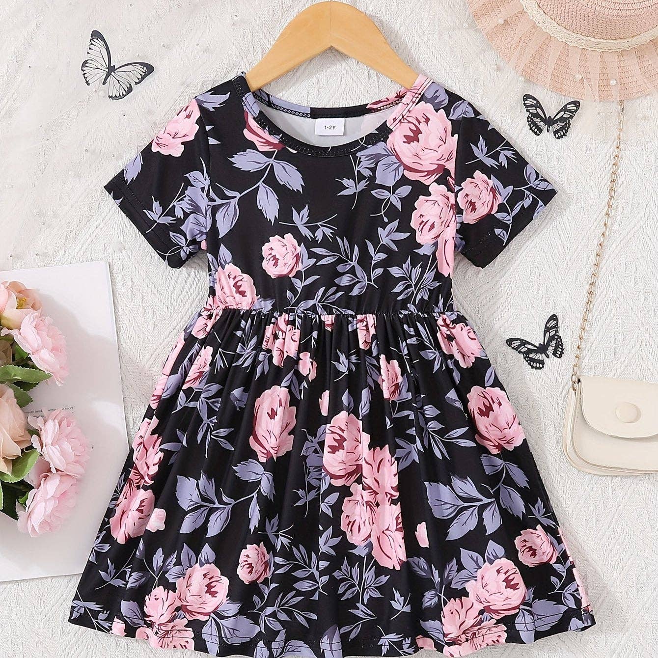 Winona Dress in Black/Pink- Girls (1-2Y - 7-8Y)