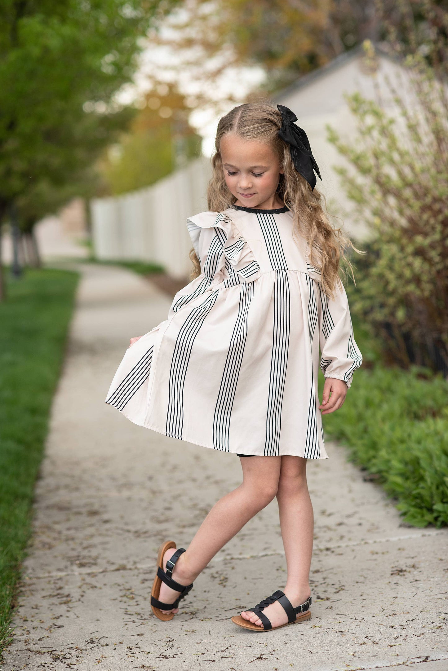 Calliope Dress in Cream/Black- Girls (3/4-10/12)