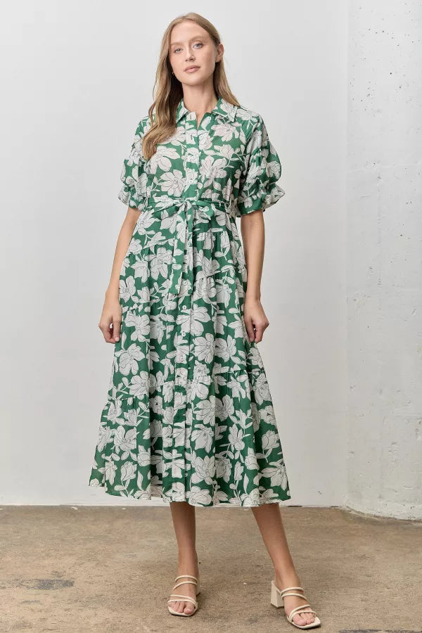 Magnolia Grove Dress in Green/Ivory- Misses (S-XL) – Darlin's Modest Wear