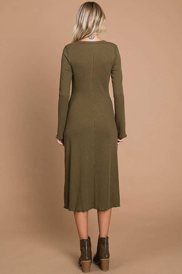 Lacey Dress in Warm Olive- Misses and Plus (S-L, 2X-3X)