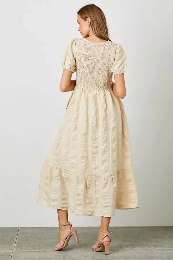 Elliana Dress in Cream- Plus (2X - AS IS)