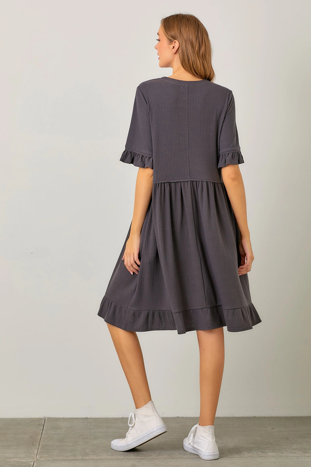 Anniston Dress in Charcoal- Misses and Plus (S-3X)