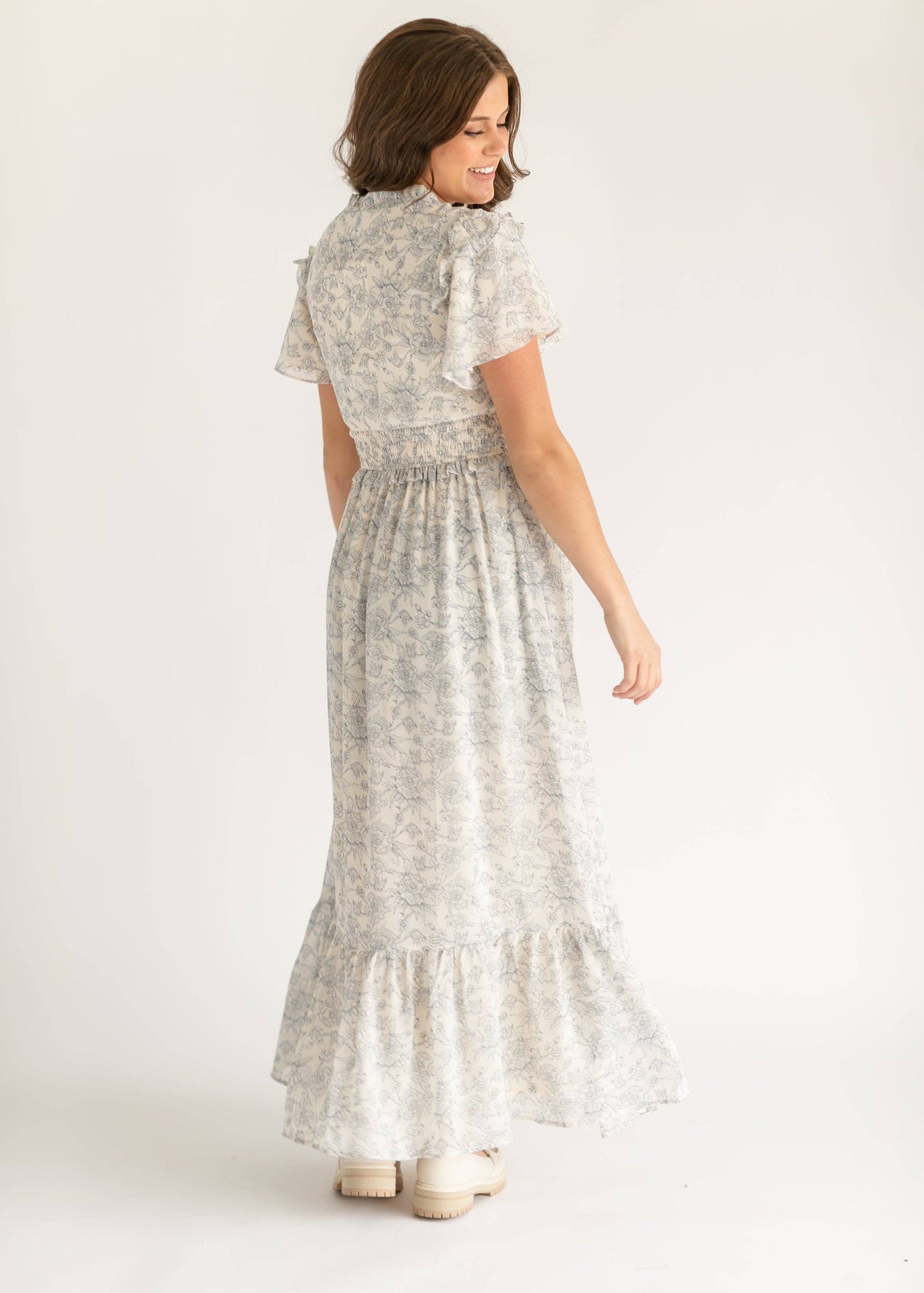 Eden Floral Dress in Cream- Misses (XS,L)