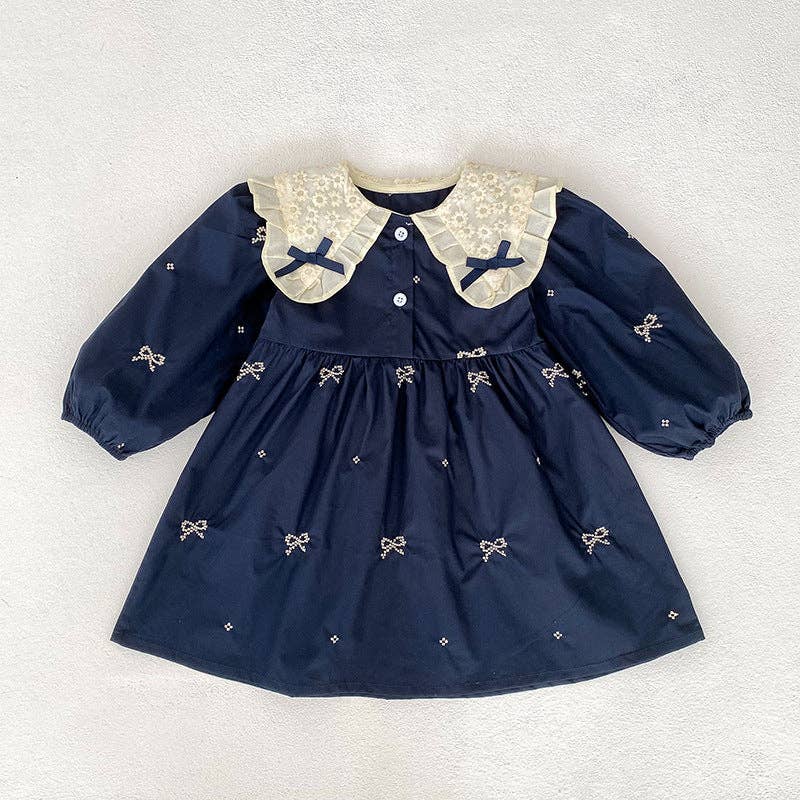 Juniper Dress in Navy Blue- Girls (18M-5)