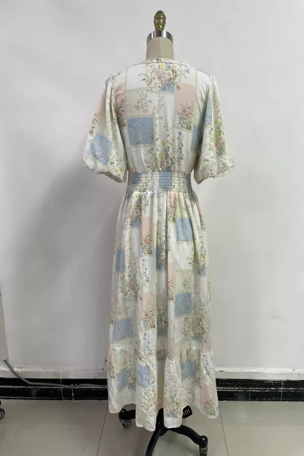 Rosabelle Dress in Blue Multi- Misses and Plus (S-3X) Blue Floral / 2X