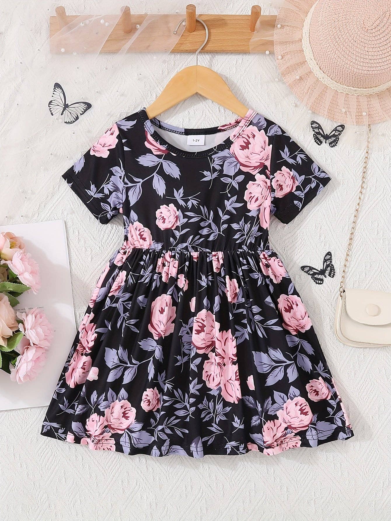 Winona Dress in Black/Pink- Girls (1-2Y - 7-8Y)