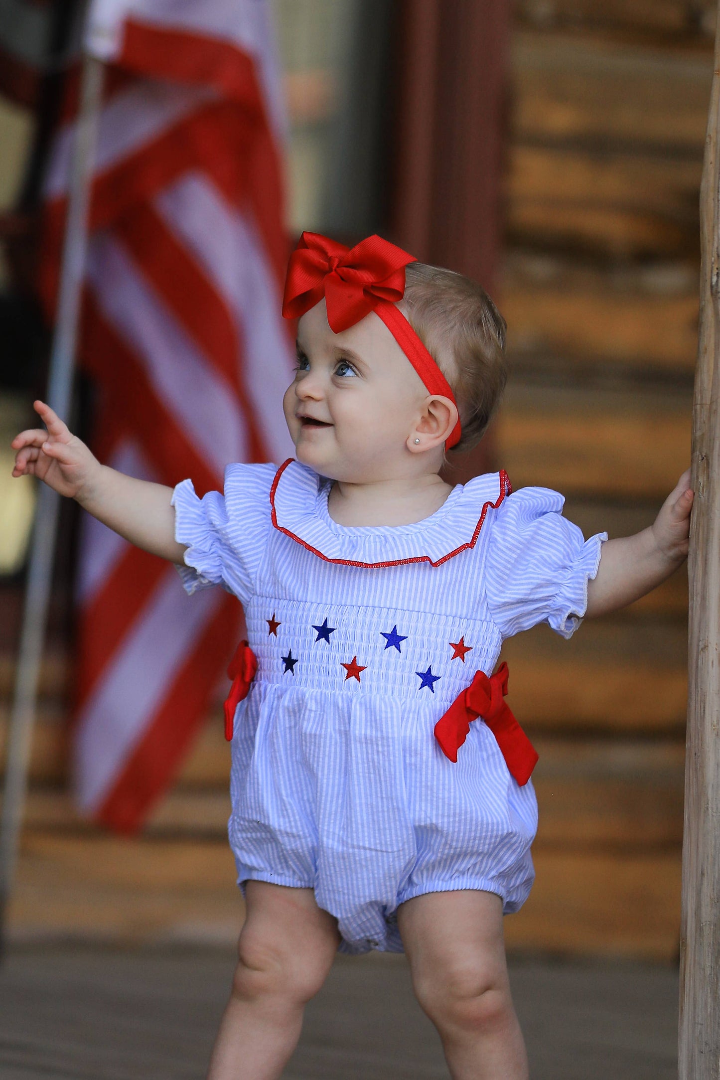 Star Romper in Blue- Infant Girls (3M-18M)
