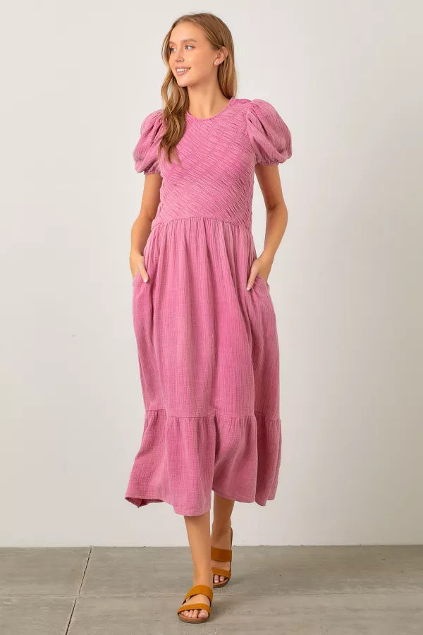 Elle W Dress in Pink- Plus (1X,2X)