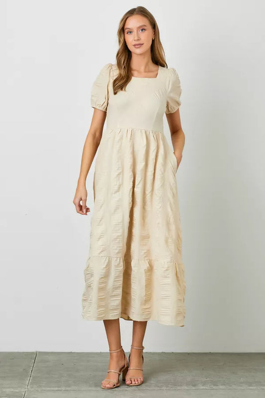 Elliana Dress in Cream- Plus (2X - AS IS)