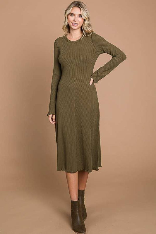 Lacey Dress in Warm Olive- Misses and Plus (S,M,3X)