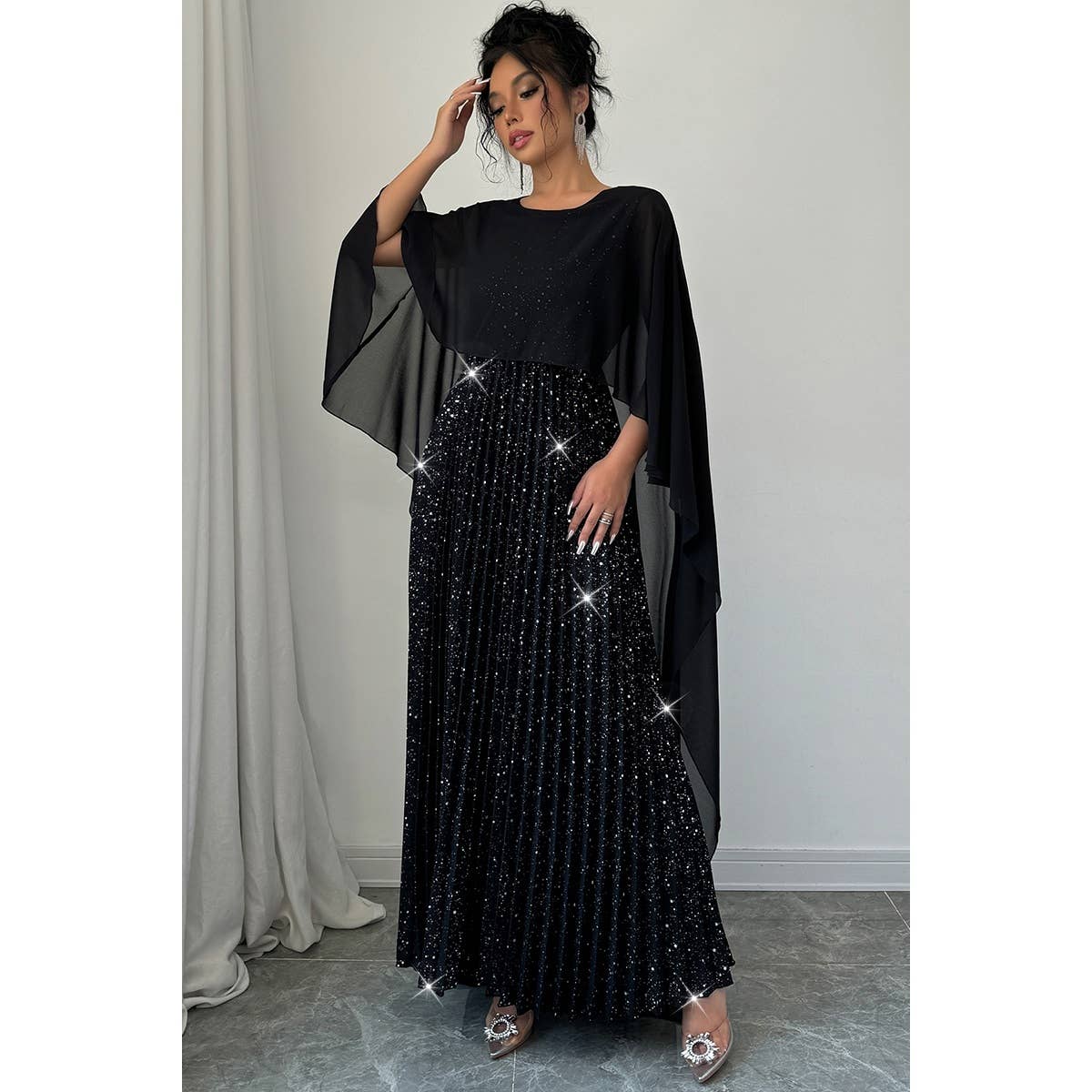 Gala Sparkle Dress in Black- Misses and Plus (S-XL,4X)