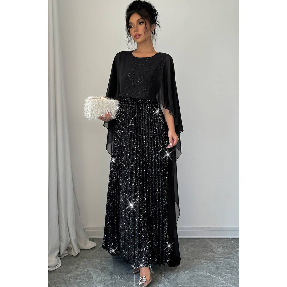 Gala Sparkle Dress in Black- Misses and Plus (S-XL,4X)