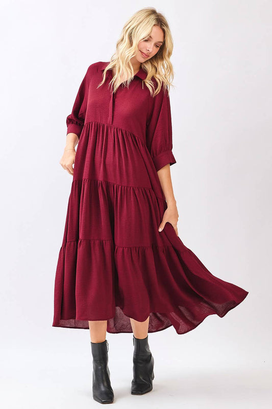 Soraya Dress in Port- Misses (S-L)