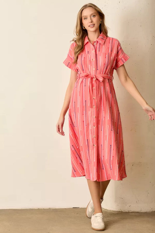 Maris Dress in Salmon- Misses (S-3X)