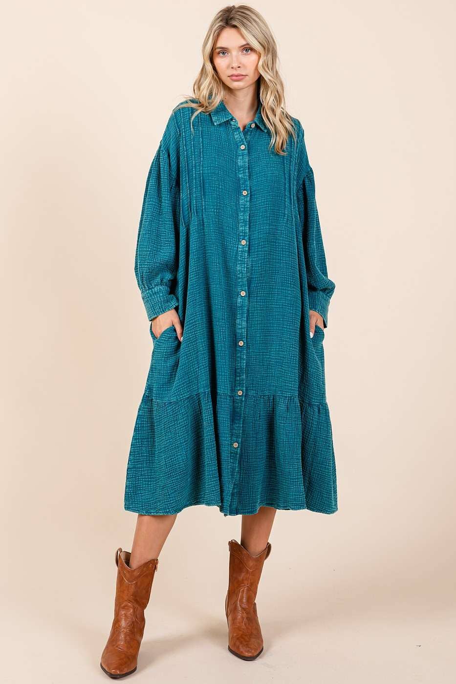 Zinnia Dress in Topaz Blue- Misses (S/M,M/L) Topaz Blue / S/M