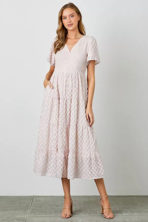 Anslie Dress in Light Pink- Plus (1X,3X) Light Pink / 3X Anslie Dress in Light Pink- Plus (1X,3X) Light Pink / 3X