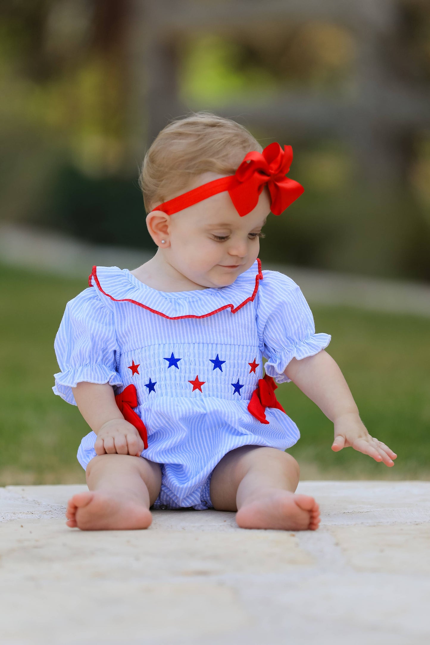 Star Romper in Blue- Infant Girls (3M-18M)