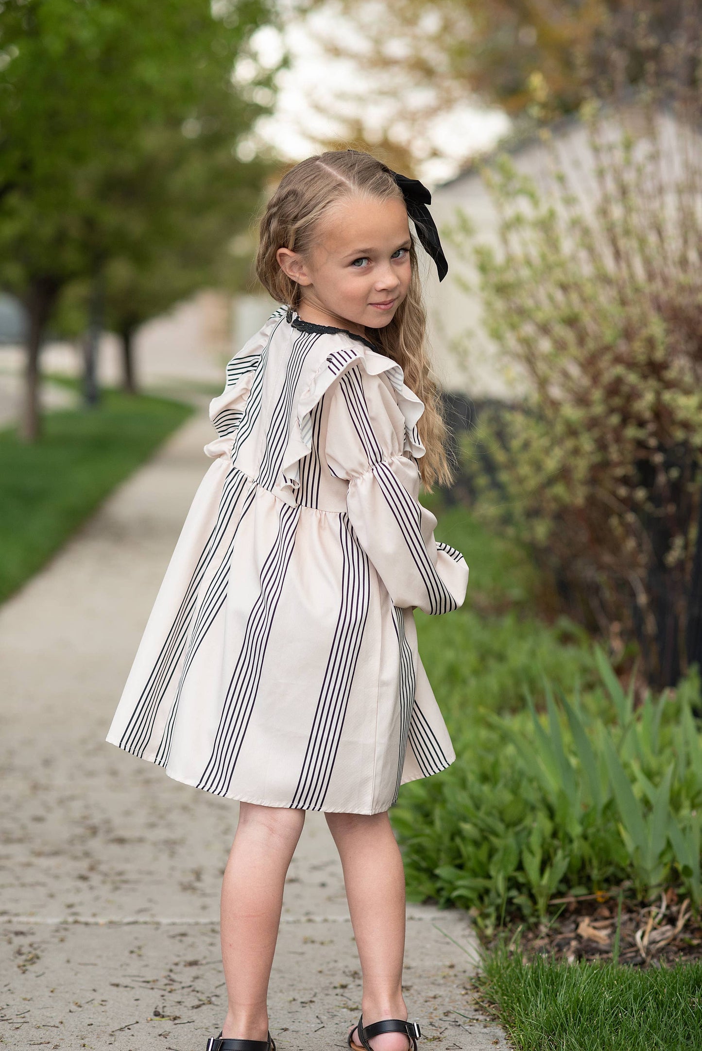 Calliope Dress in Cream/Black- Girls (3/4-10/12)