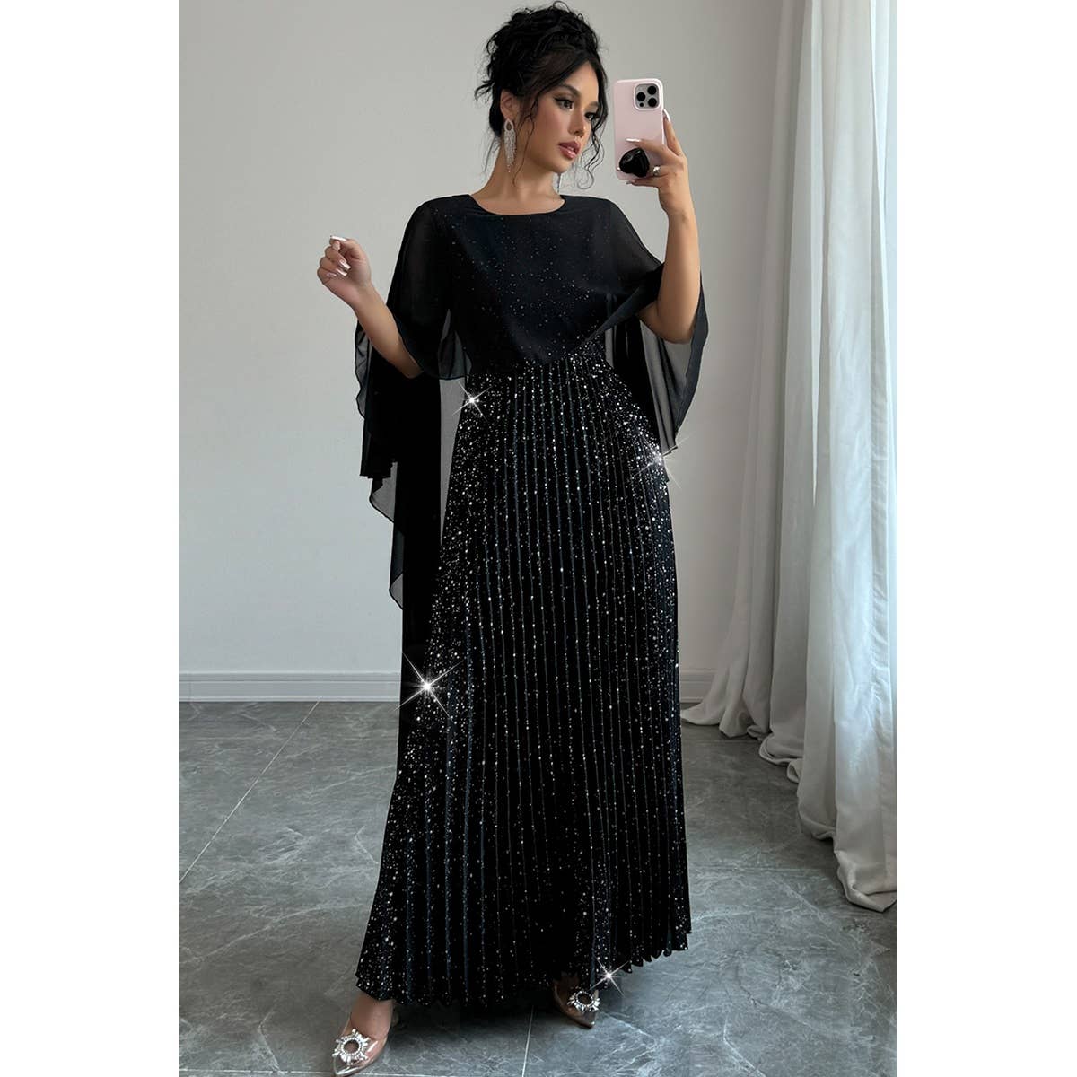 Gala Sparkle Dress in Black- Misses and Plus (S-XL,4X)