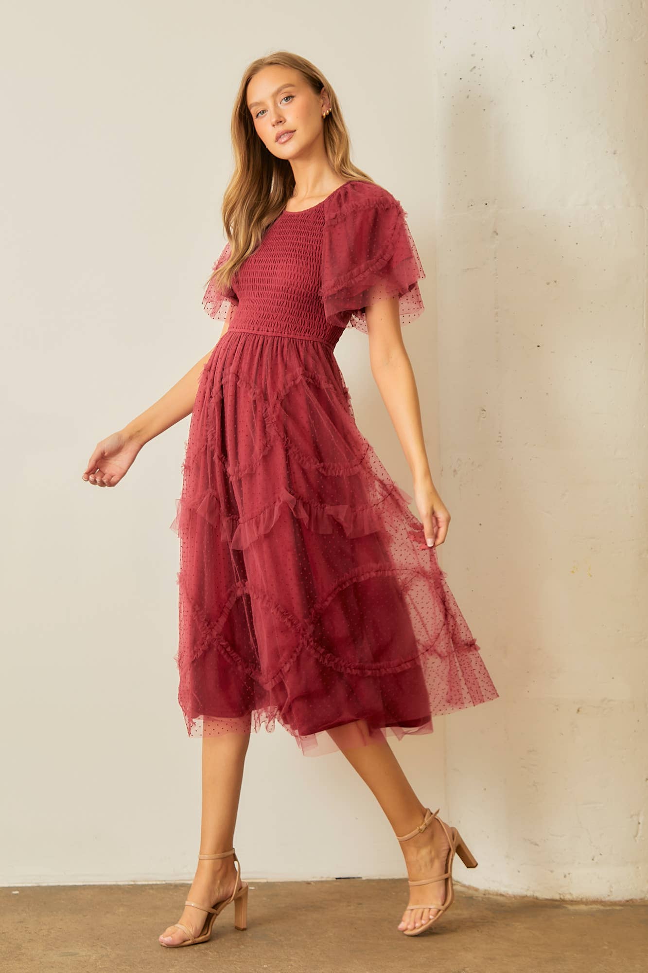 Ella Dress in Burgundy- Misses (S-XL)