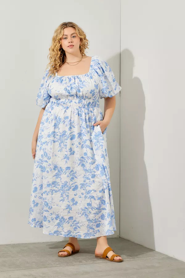 Ninette Dress in Blue- Misses and Plus (L-3X)
