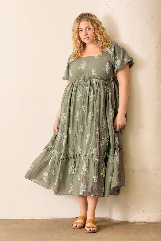 Grace Dress in Olive- Plus (3X)