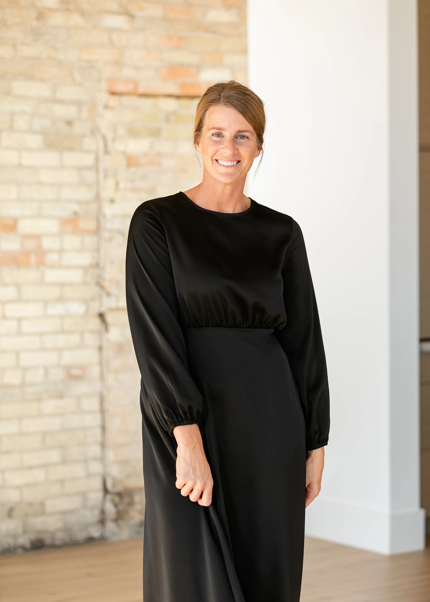 Muriel Satin Maxi Dress in Black- Misses and Plus (XS-2X)