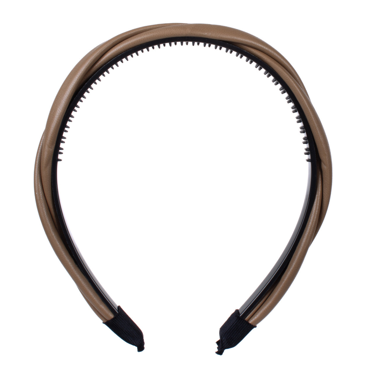 Vegan Leather Twist Headband in Brown- Accessories