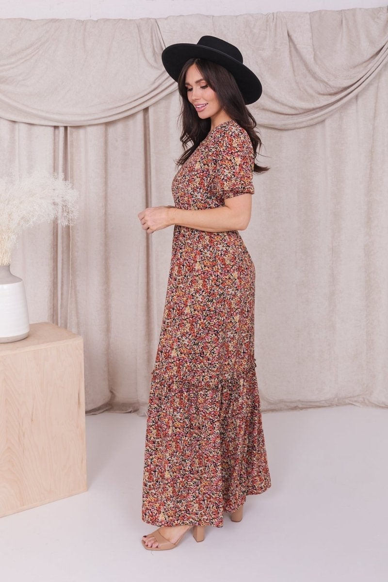 Lottie Dress in Pink Colorburst- Misses and Plus (S,L,2X)