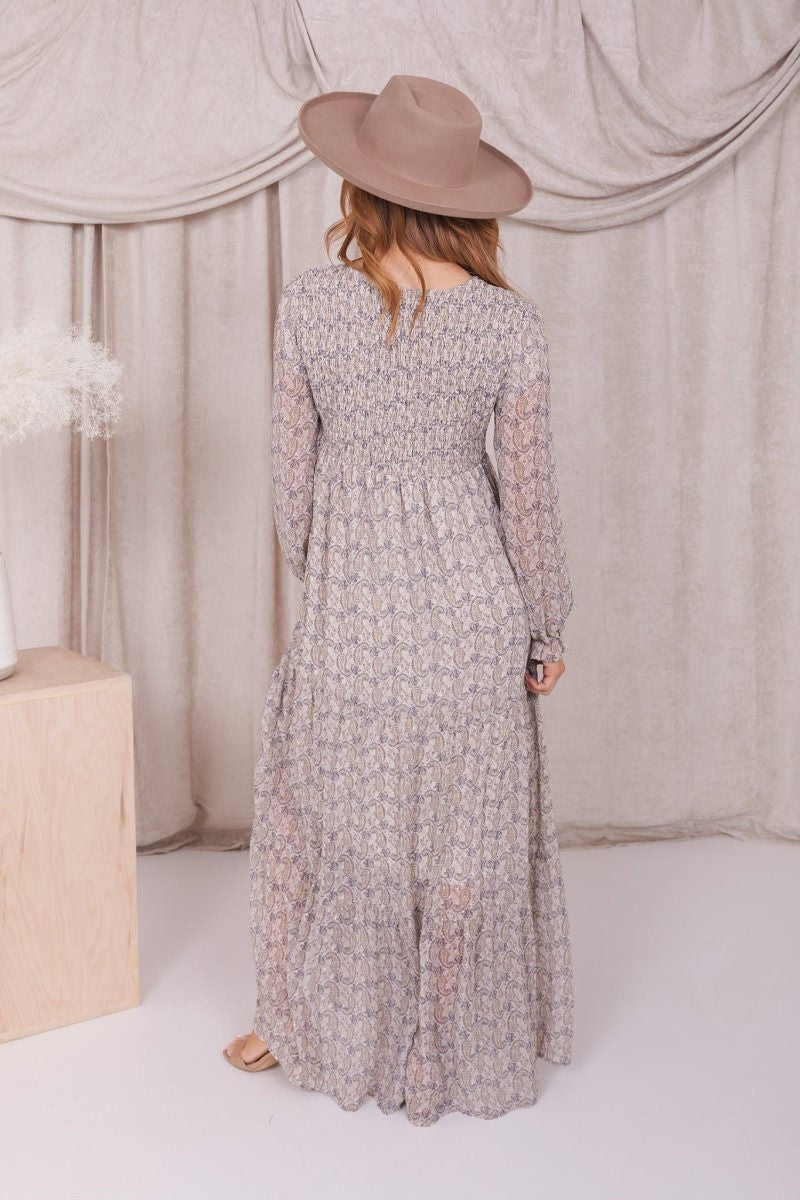 September Dress in Cream Paisley- Misses and Plus (S-2X)