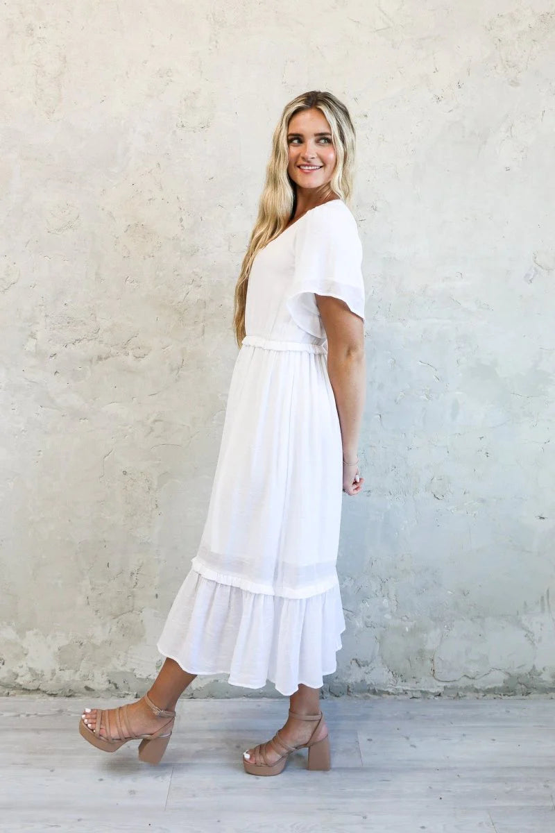 Tess Dress in White- Misses & Plus (L-4X)