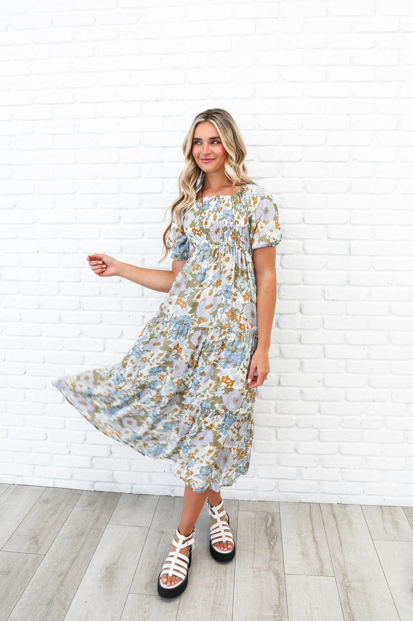 Indy Dress in Retro Blue- Misses & Plus (L-XL)