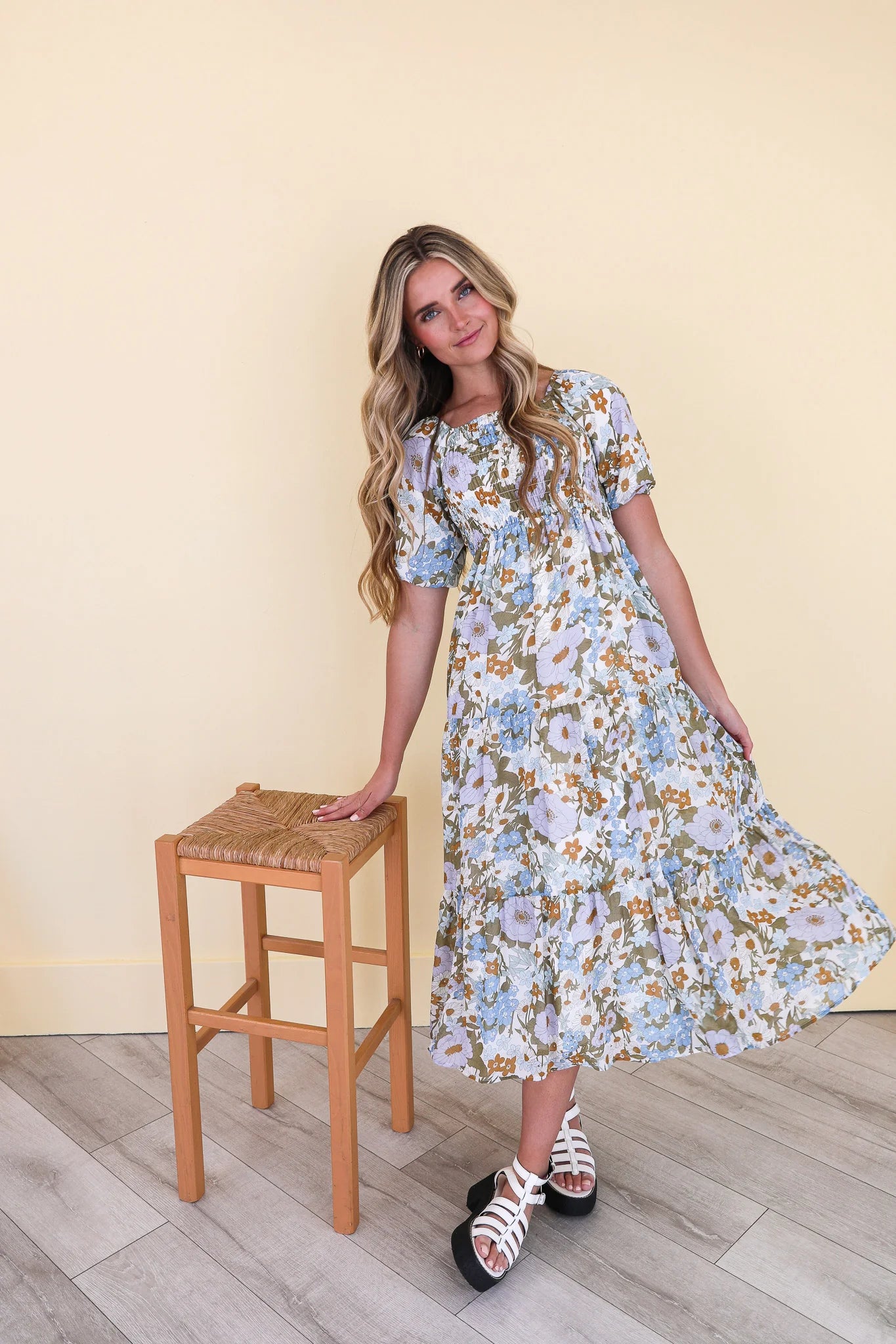 Indy Dress in Retro Blue- Misses & Plus (L-XL)