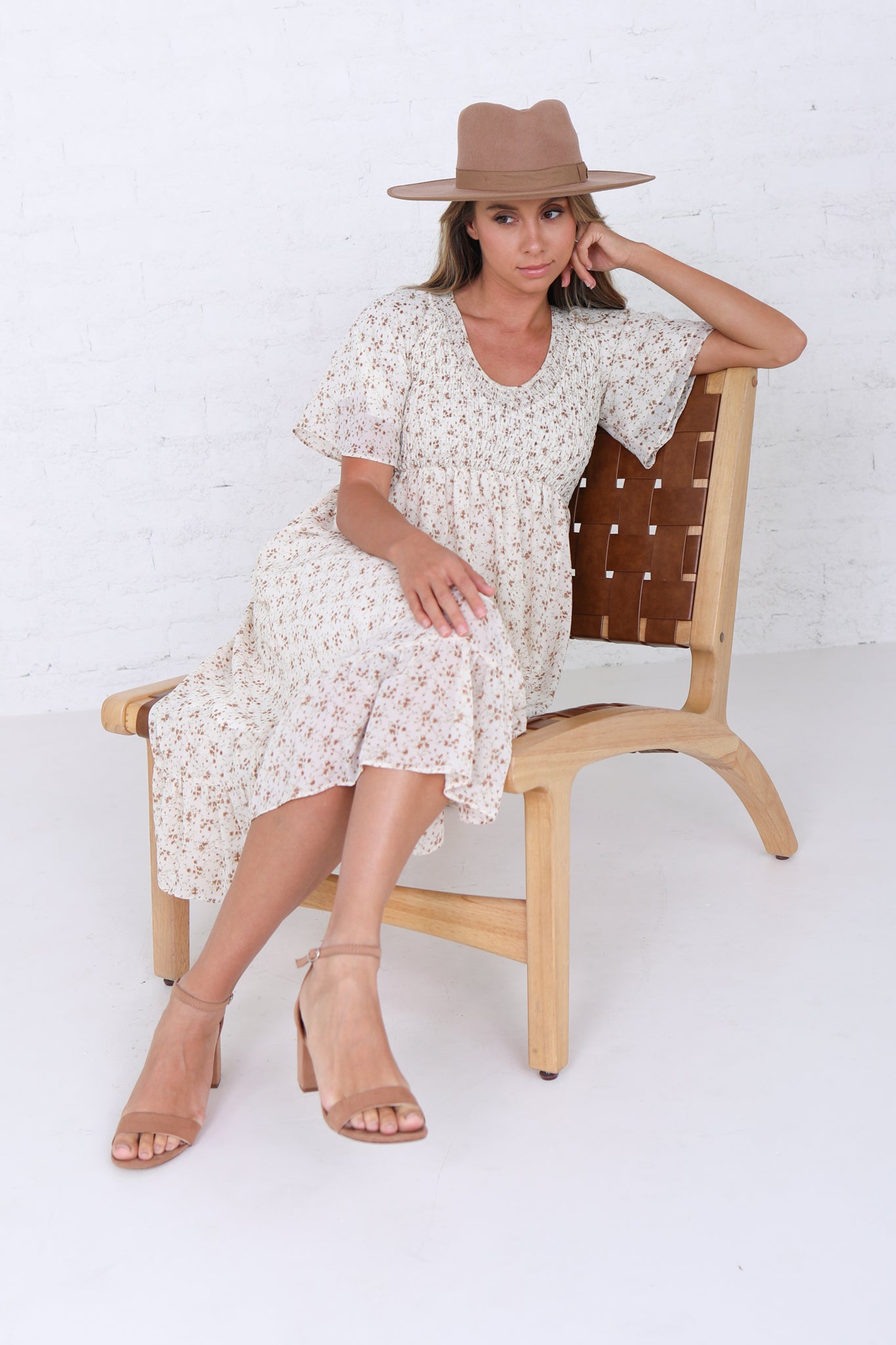 Frances Dress in Toffee Floral- Misses and Plus (XS-2X)