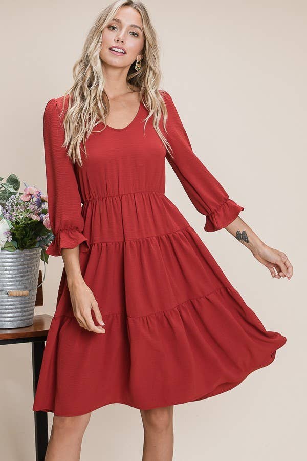 Cecilia Dress in Rust- Misses (S-XL)