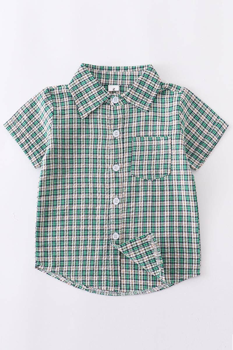 Green plaid shirt- Boys