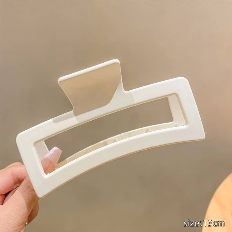 Jumbo Matte Rectangular Claw Clip in Beige- Hair Accessories