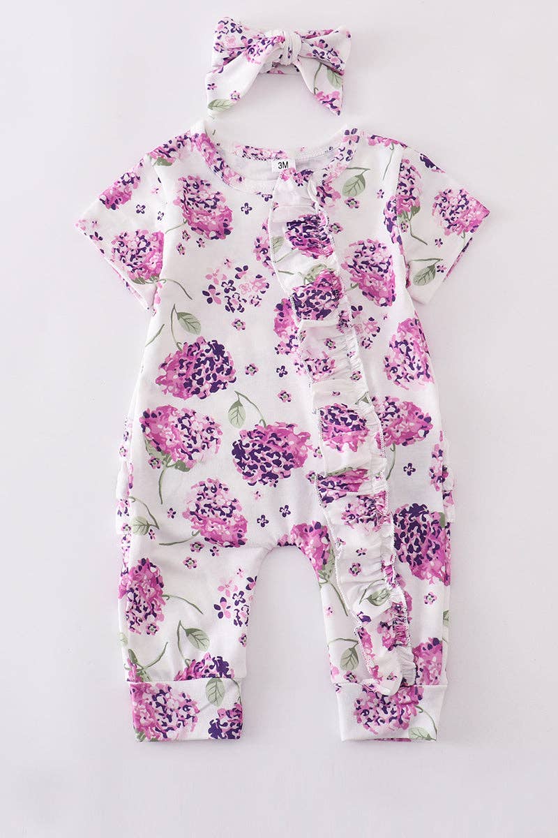 Hydrangea Baby Romper in Purple- Infants