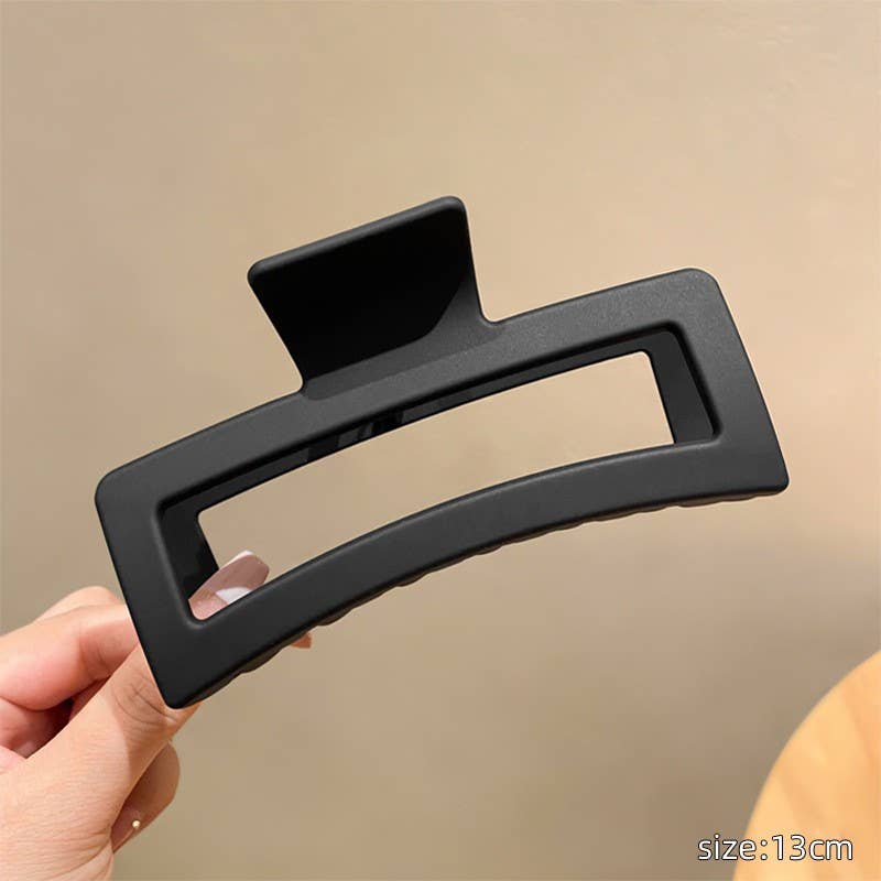 Jumbo Matte Rectangular Claw Clip in Black- Hair Accessories