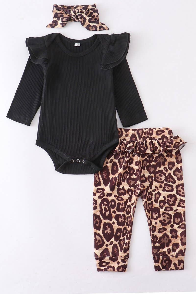 Leopard 3 pc set in Black- Infants