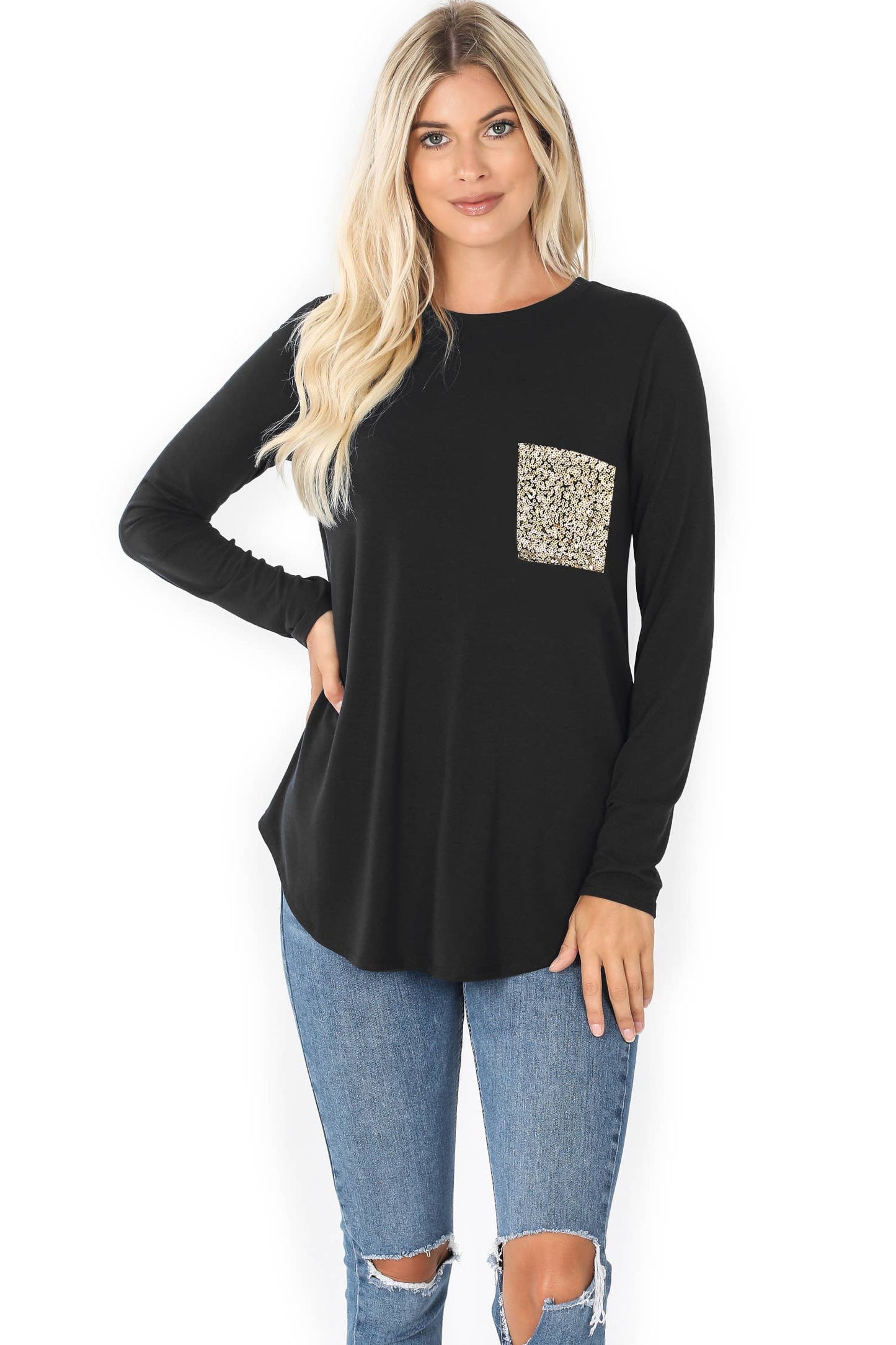 Serina Top in Black/Gold- Misses