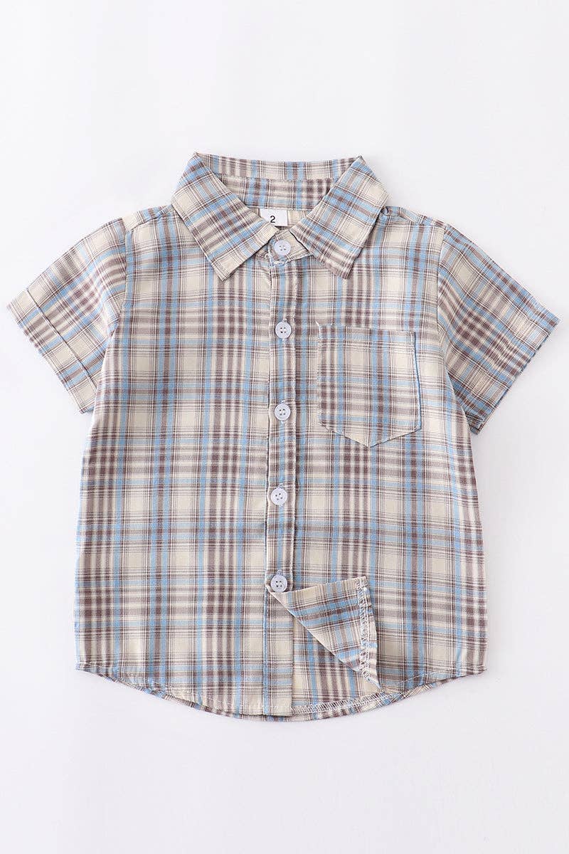 Blue plaid shirt- Boys