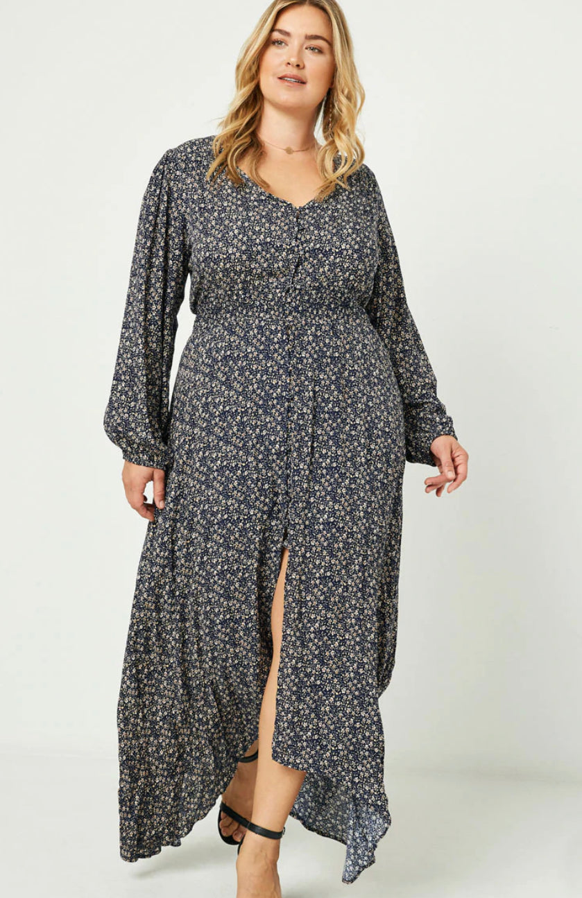 Seraphina Dress in Navy- Plus (1X-2X)