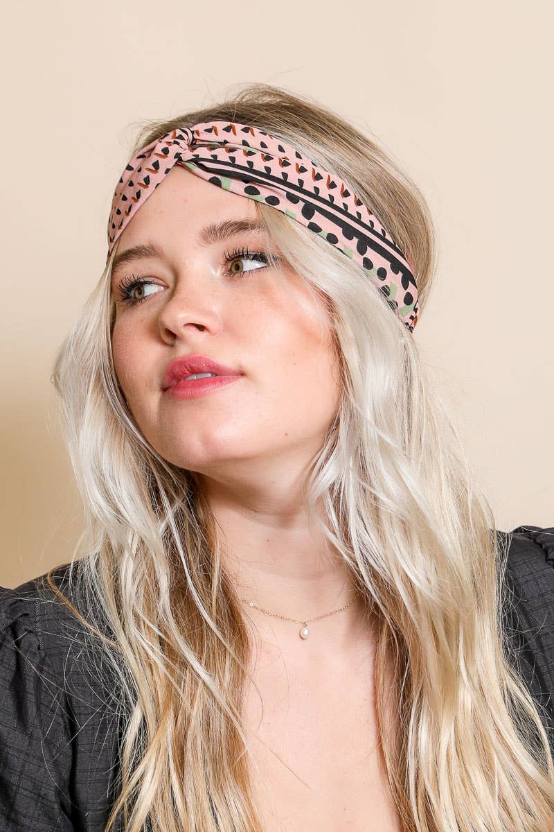 Mod Pattern Twist Headwrap in Pink