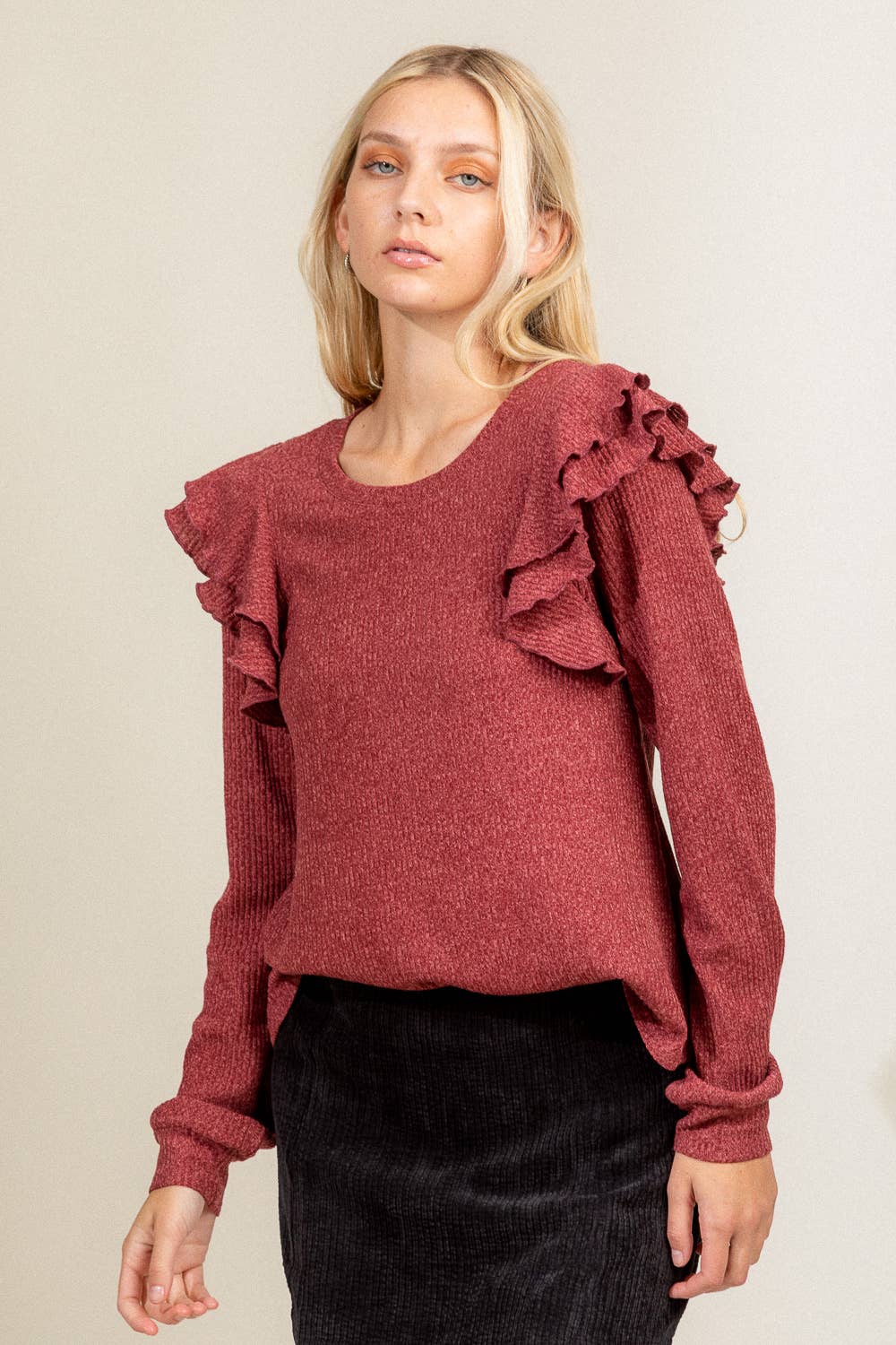Ennis Sweater in Brick- Misses (S-L)
