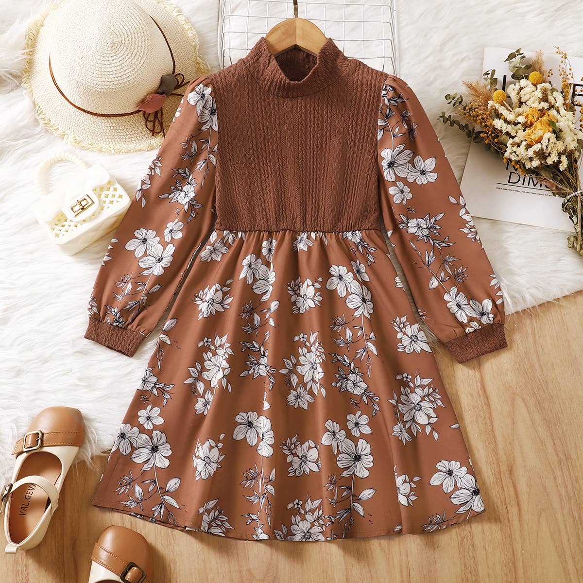 Veronica Dress in Coffee- Girls (11/12)