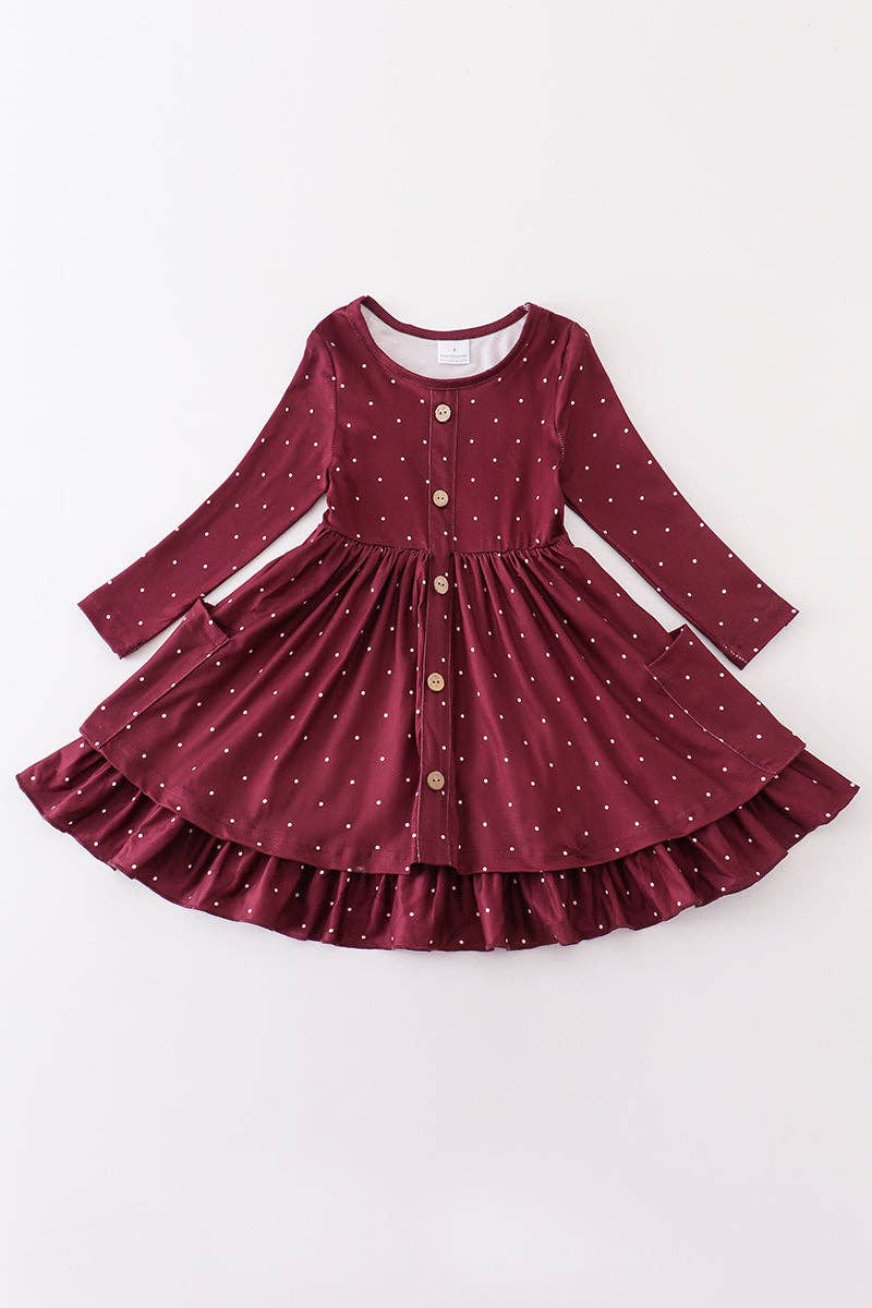 Marnie Dress in Maroon- Girls (2-7)