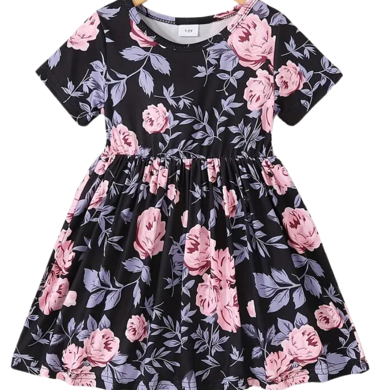 Winona Dress in Black/Pink- Girls (1-2Y - 7-8Y)