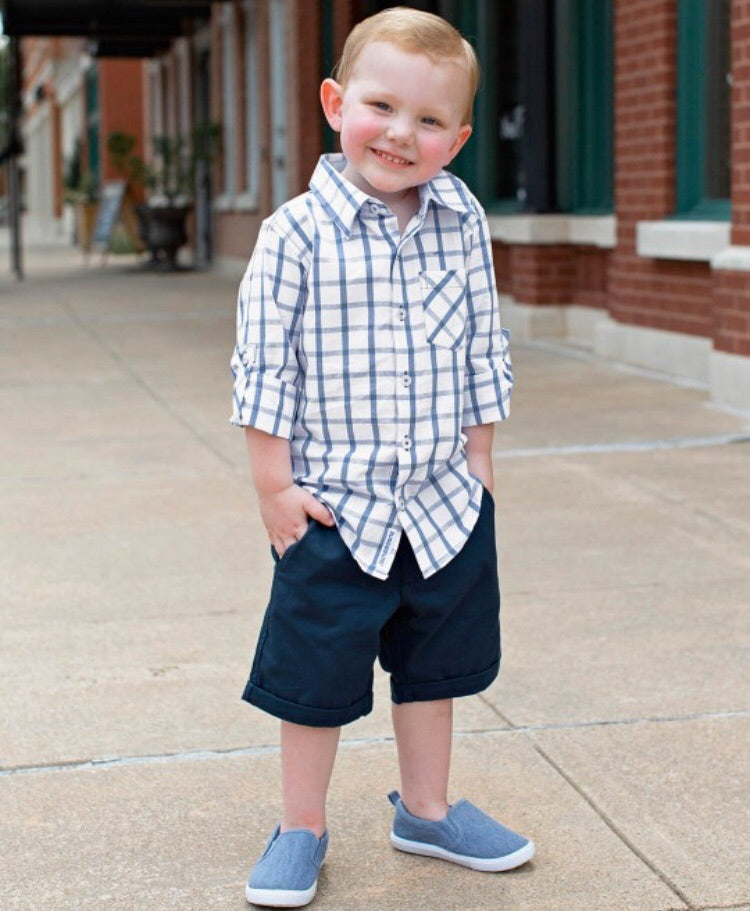 Navy Cuffed Chino Shorts- Boys (3-6M)